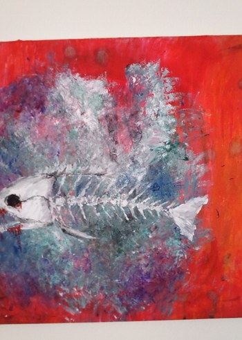 Renkli Kuru Kafalı Balık Figürlü tablo - Görsel 2