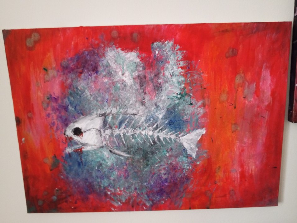 Renkli Kuru Kafalı Balık Figürlü tablo - Görsel 2