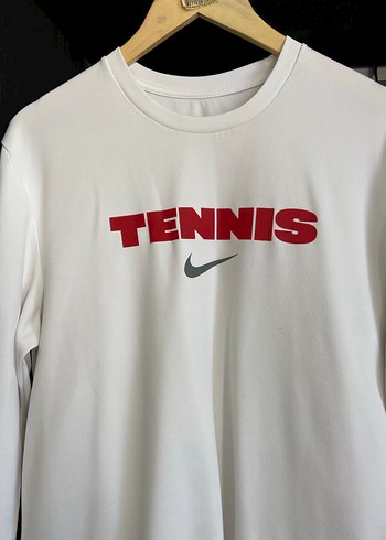 l Beden Beyaz Uzun Kollu erkek tişört- TENNIS Baskıl