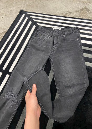 xs Beden Gri Kadın Denim Midi Boy Kot Pantolon