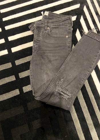 xs Beden gri Renk Gri Kadın Denim Midi Boy Kot Pantolon