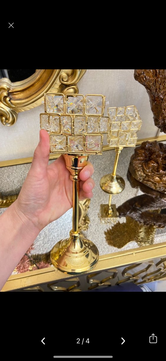 Parlak Altın Kristal Mumluk Seti adet fiyatı - Görsel 2
