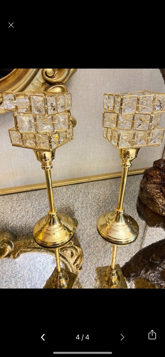 Parlak Altın Kristal Mumluk Seti adet fiyatı - Görsel 4