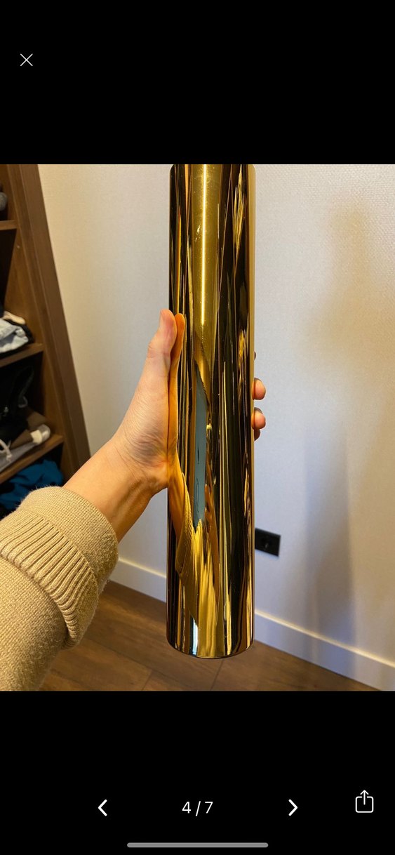 Parlak Altın Renkli Uzun Vazo - Görsel 5