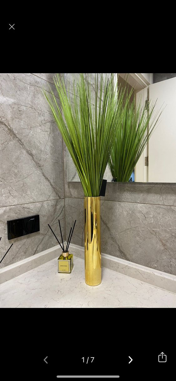 Parlak Altın Renkli Uzun Vazo - Görsel 3