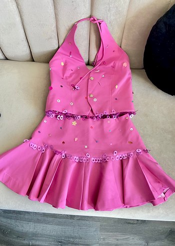 Pembe Nakışlı Mini Ikılı takım  - Görsel 4