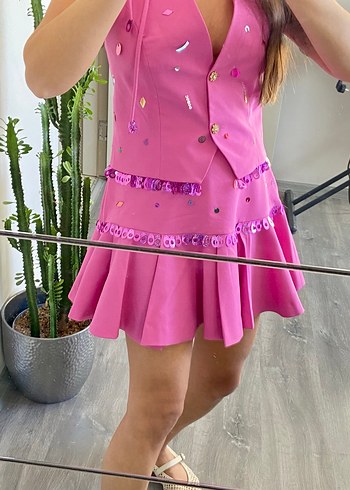 Pembe Nakışlı Mini Ikılı takım  - Görsel 2