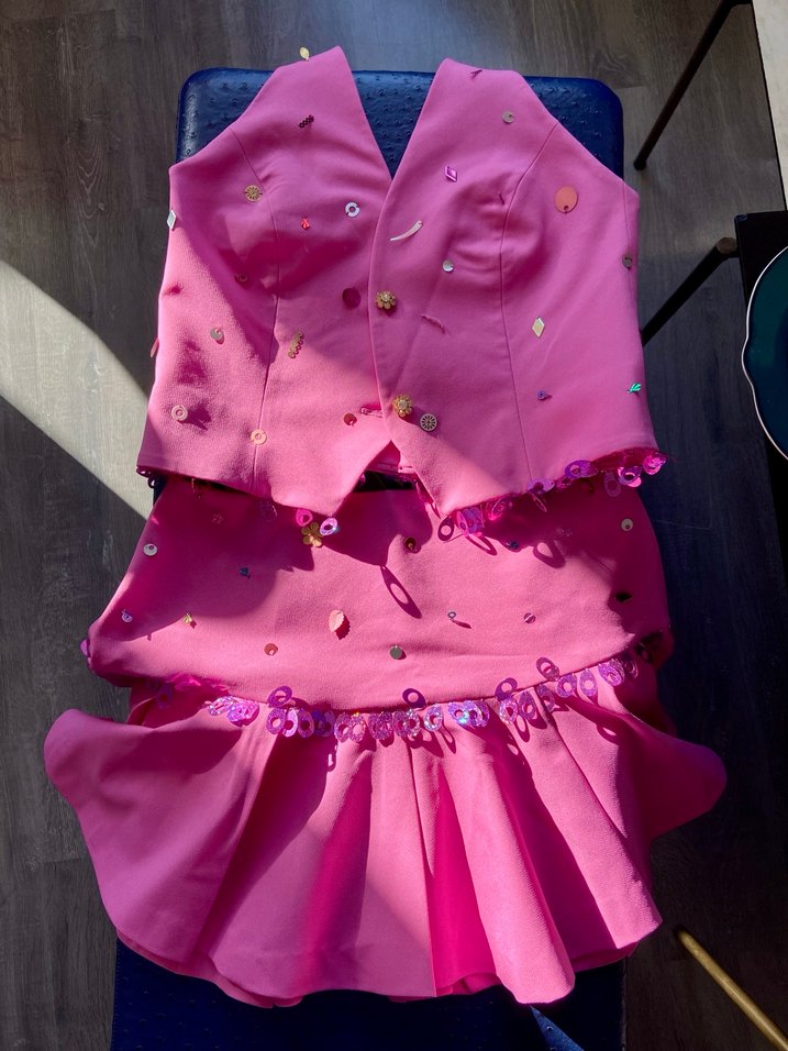 Pembe Fırfırlı Nakışlı taş işlemeli el yapımı 2lı takım - Görsel 2