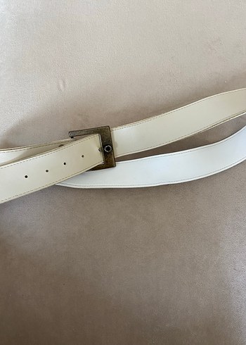 Beyaz Deri Minimalist Kadın Kemer
