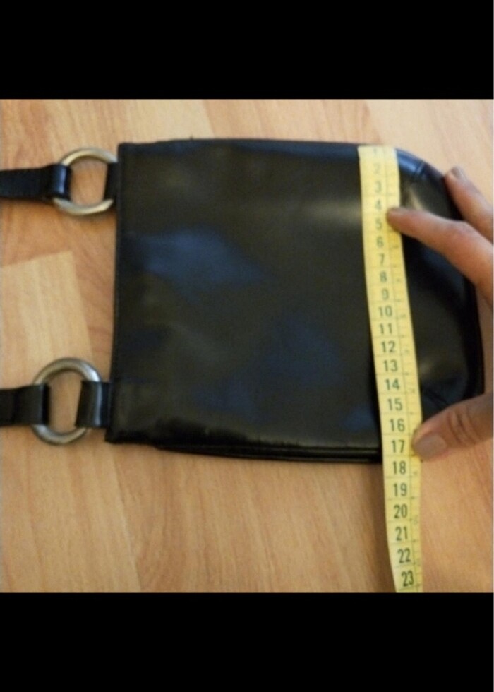 Askılı Çanta Deri Siyah - Görsel 3