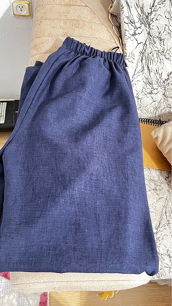 Lacivert keten pantolon