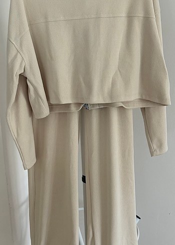 Pamuklu kot detaylı üst alt spor takım - Görsel 4