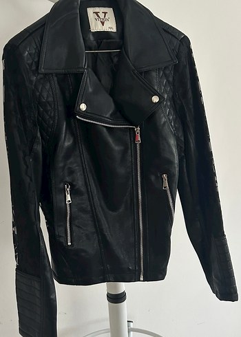 Siyah Deri Biker Mont - Görsel 4