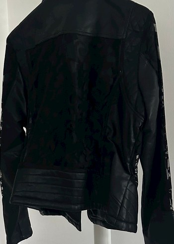Siyah Deri Biker Mont - Görsel 7