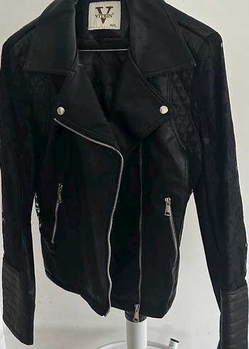 Siyah Deri Biker Mont - Görsel 5