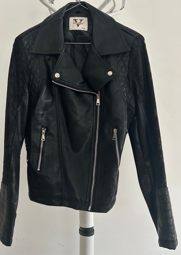 Siyah Deri Biker Mont - Görsel 2