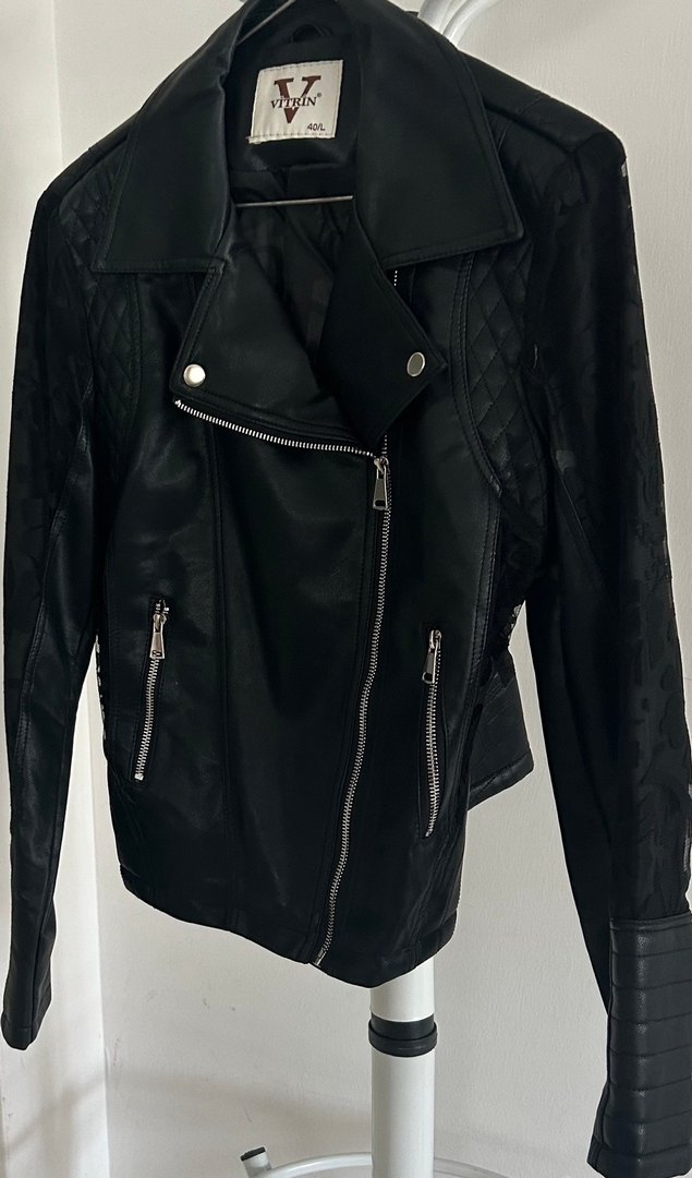 Siyah Deri Biker Mont - Görsel 3