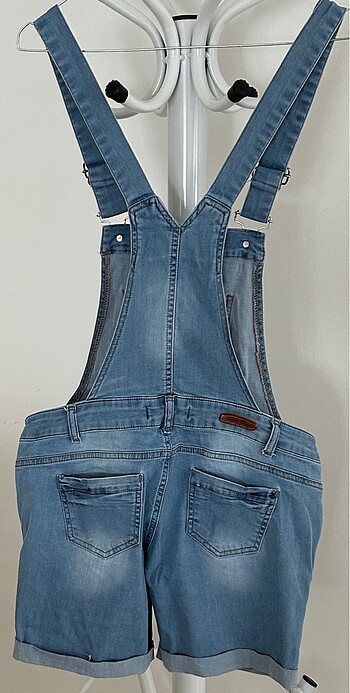 Kadın kot bahçıvan şort elbise - Görsel 5