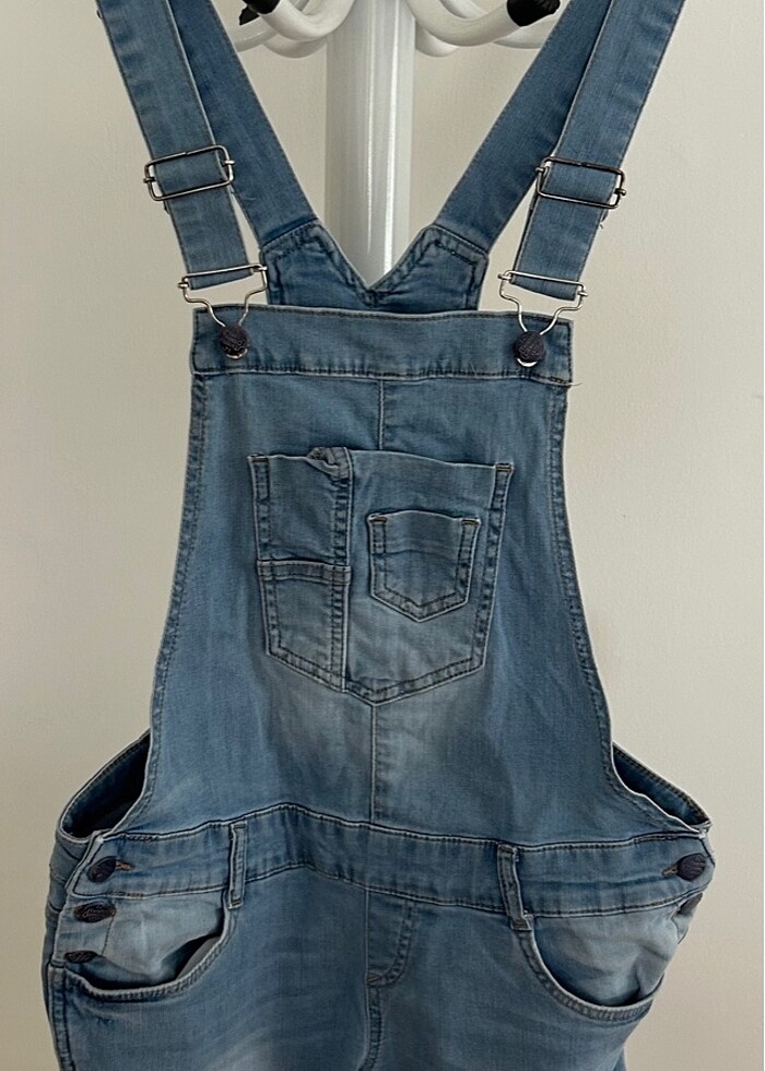 Kadın kot bahçıvan şort elbise - Görsel 2