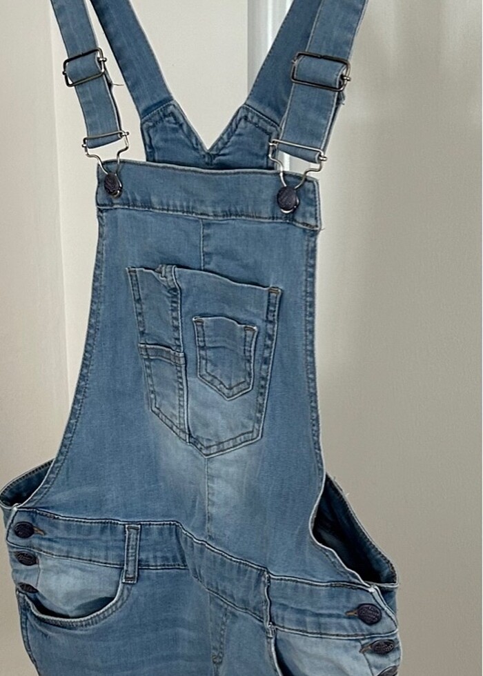 Kadın kot bahçıvan şort elbise - Görsel 4