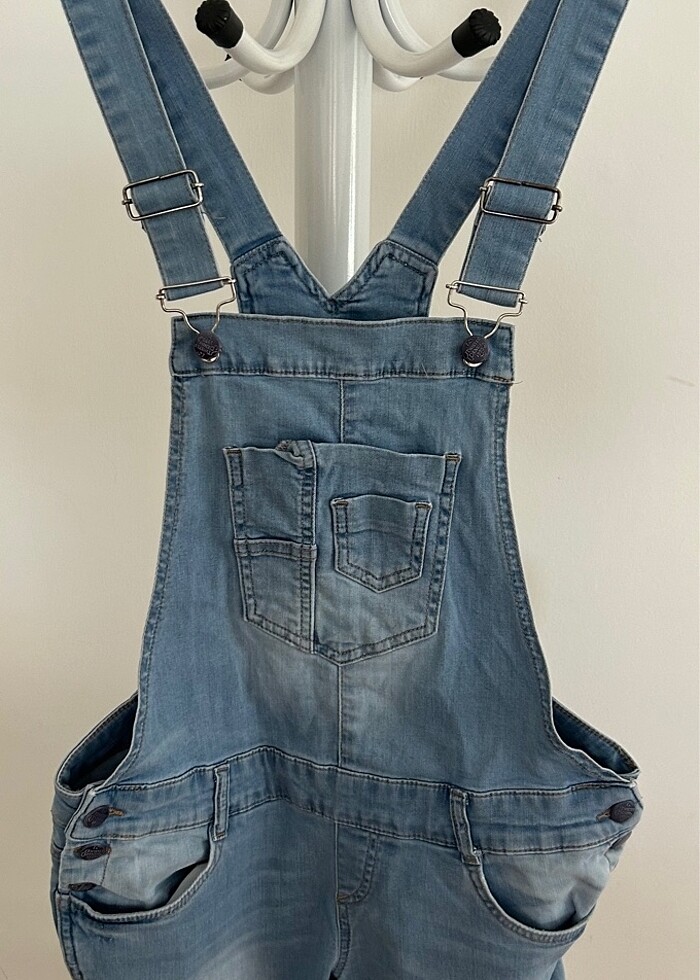 Kadın kot bahçıvan şort elbise - Görsel 3