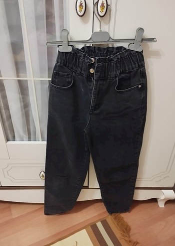 Kadın Siyah Bol Kesim Midi Kot Pantolon