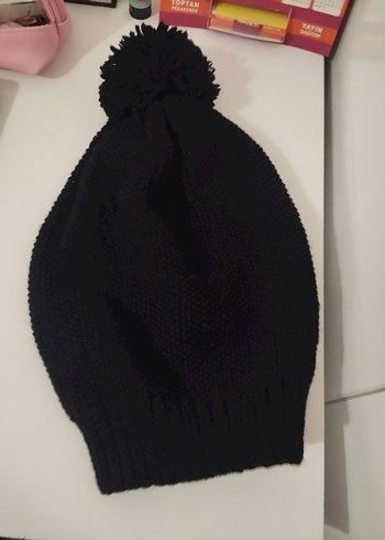 Siyah Kadın Ponponlu Triko Bere - Görsel 2