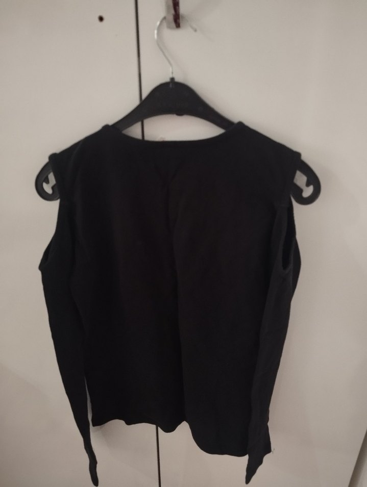 Kız Çocuk Siyah Baskılı Uzun Kollu Tişört - Görsel 3