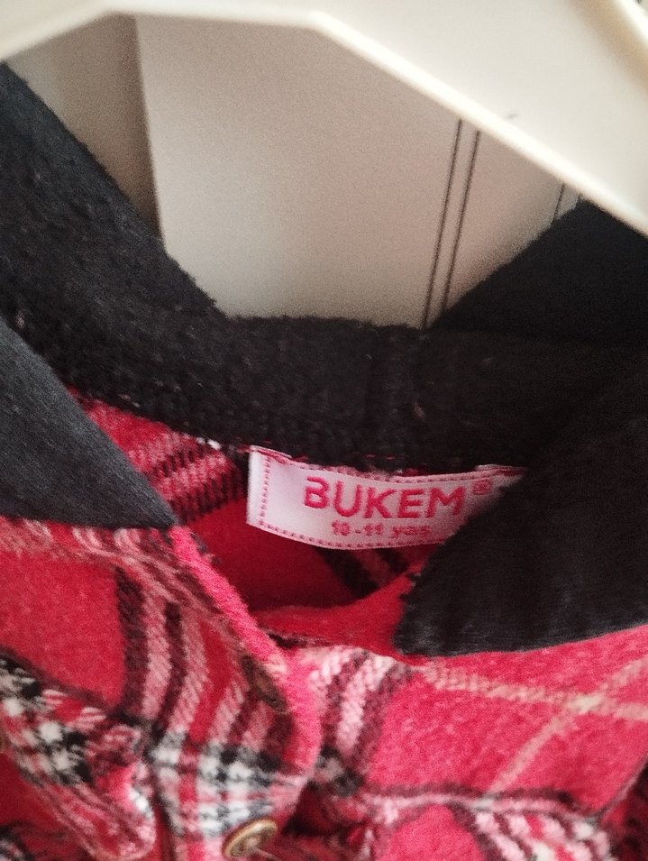 Kırmızı Ekose Kapüşonlu kız çocuk Gömlek - Görsel 2