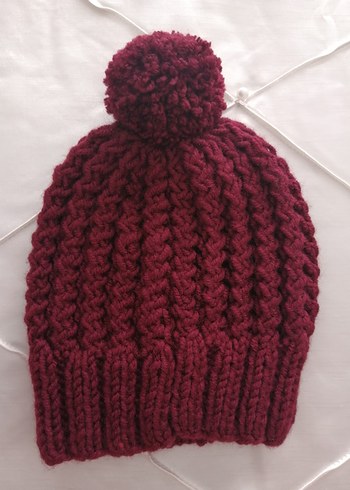 Bordo Örgü Kadın Bere - Görsel 2