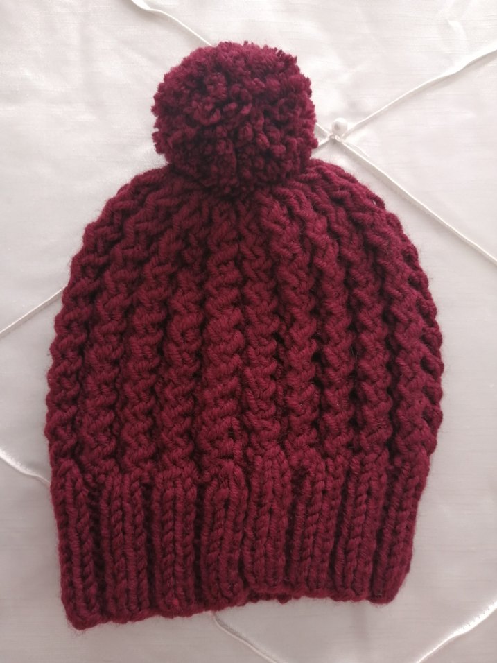 Bordo Örgü Kadın Bere - Görsel 2