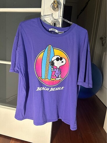Kadın mor snopy t shirt