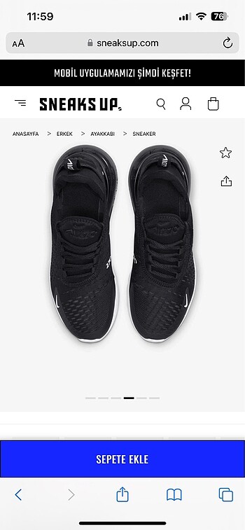 38 Beden siyah Renk Nike Air Max 270 Kadın