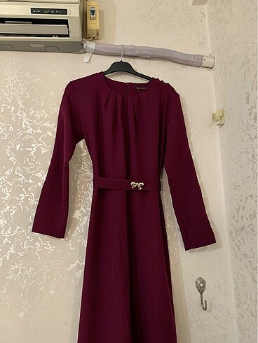 42 Beden bordo Renk YAPRAK ELBİSE