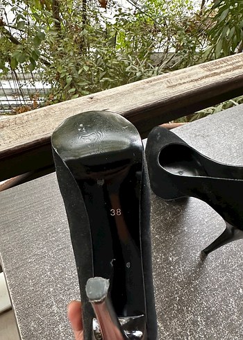 Siyah süet platform topuklu kadın ayakkabı - Görsel 5