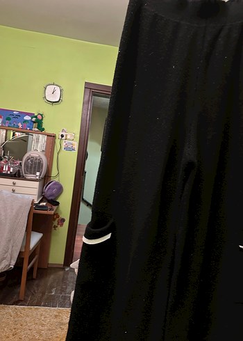 Büyük beden örgü kumaştan siyah pantolon - Görsel 3