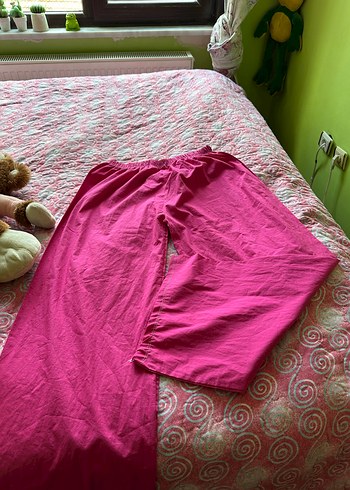 diğer Beden Pembe Kadın Salaş Midi Kumaş Pantolon