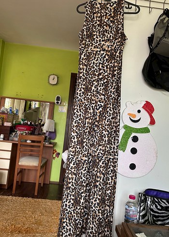 Diğer Leopar desenli uzun elbise