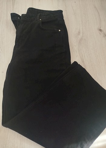 Siyah Midi Boy Bol Kesim Kadın Kot Pantolon