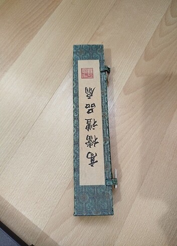 Diğer Çin Vintage el yapımı yelpaze japon desenli ahşap boy 23.5 cm