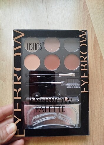 Sıfır etiketli çok kaliteli 6 renkli kaş paleti, fırça, kalem he - Görsel 2