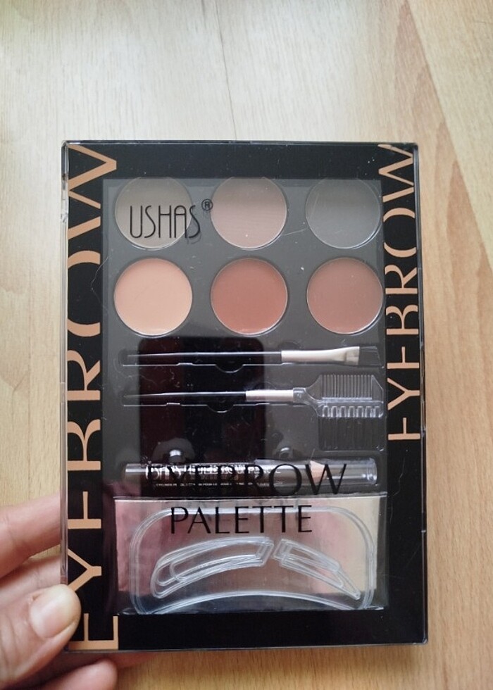 Sıfır etiketli çok kaliteli 6 renkli kaş paleti, fırça, kalem he - Görsel 2