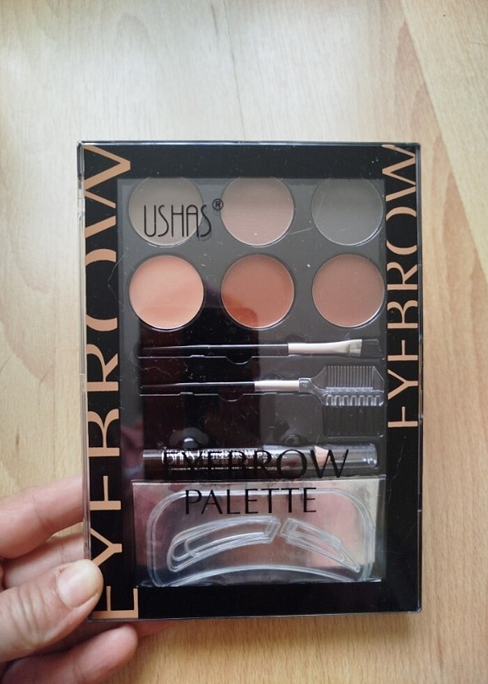 Sıfır etiketli çok kaliteli 6 renkli kaş paleti, fırça, kalem he - Görsel 3