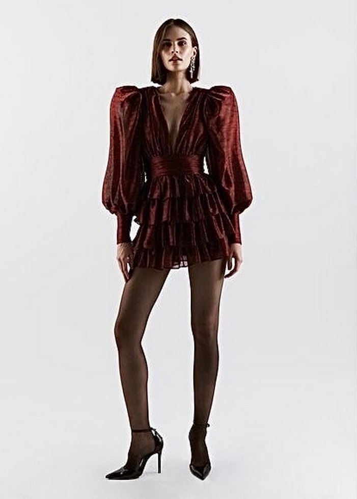 New Arrivals Bordo Mini Abiye Elbise - Görsel 2