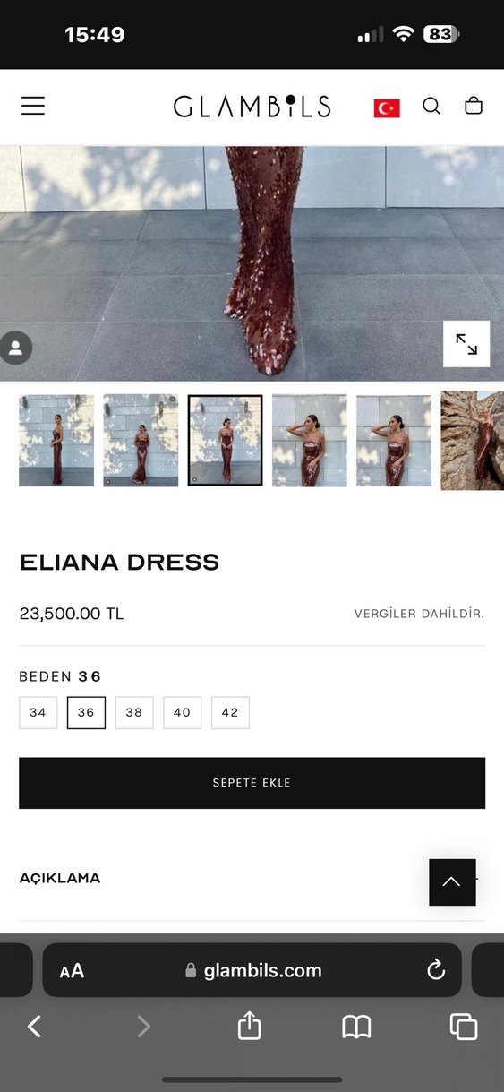 Glambils Kahverengi Abiye Elbise - Görsel 2