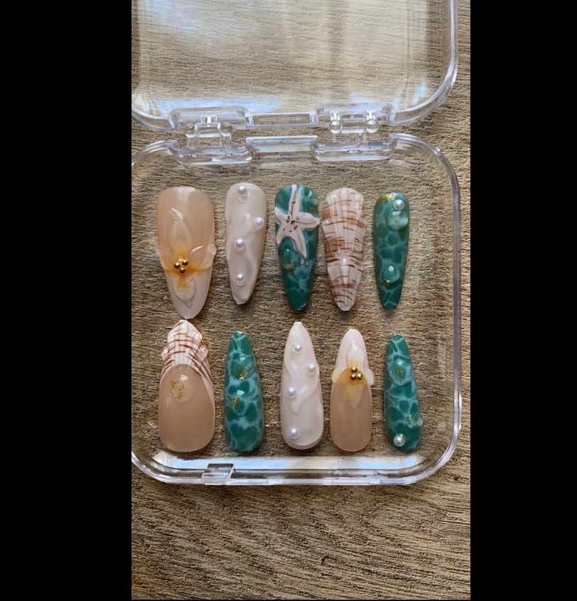 Renkli 3D Deniz Temalı Takma Tırnak Seti - Görsel 3