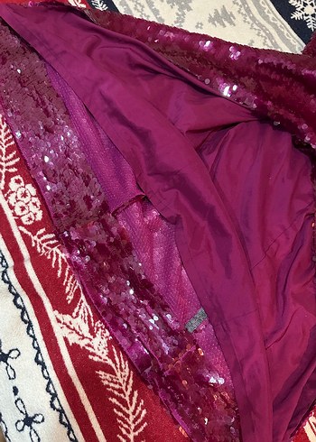 Urban Muse Bordo Payetli Uzun Elbise - Görsel 4