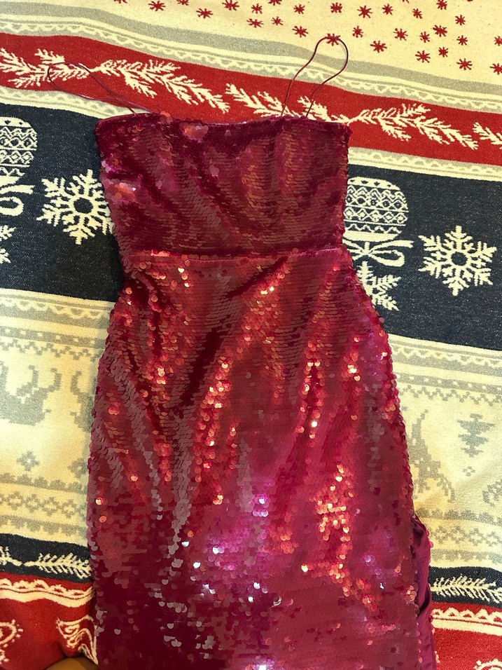 Urban Muse Bordo Payetli Uzun Elbise - Görsel 2