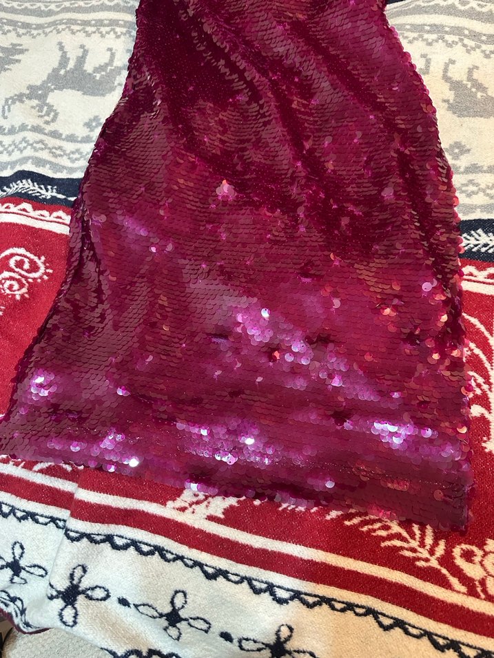 Urban Muse Bordo Payetli Uzun Elbise - Görsel 5