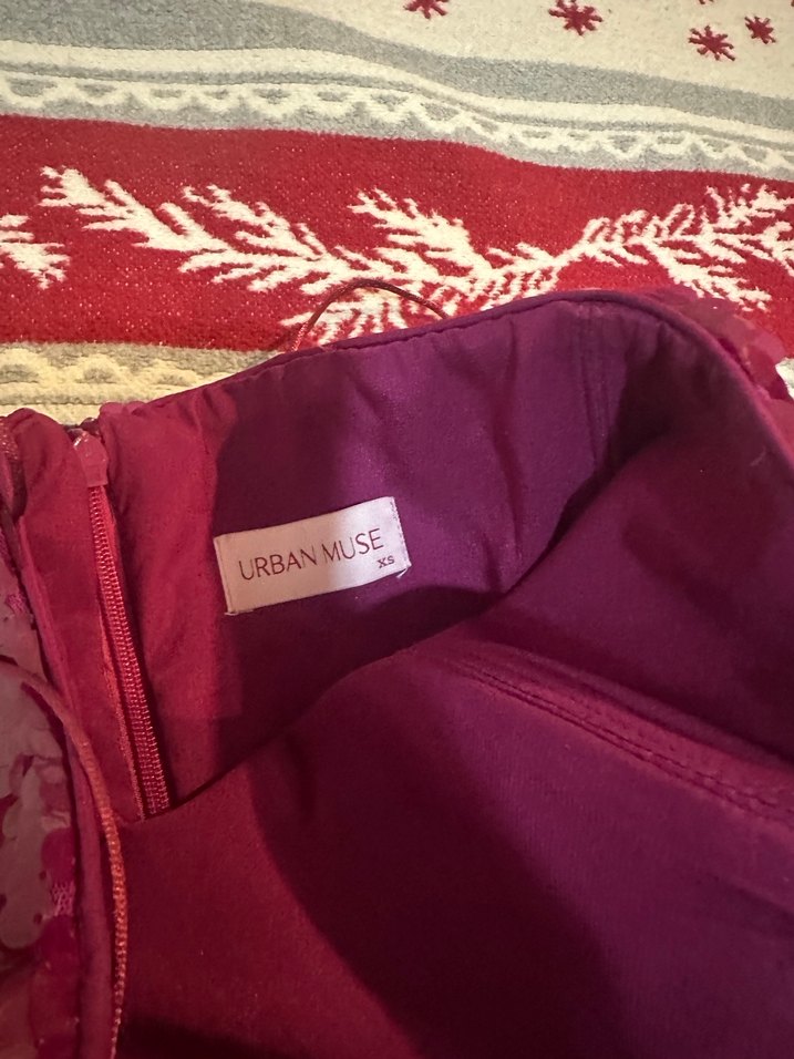 Urban Muse Bordo Payetli Uzun Elbise - Görsel 3